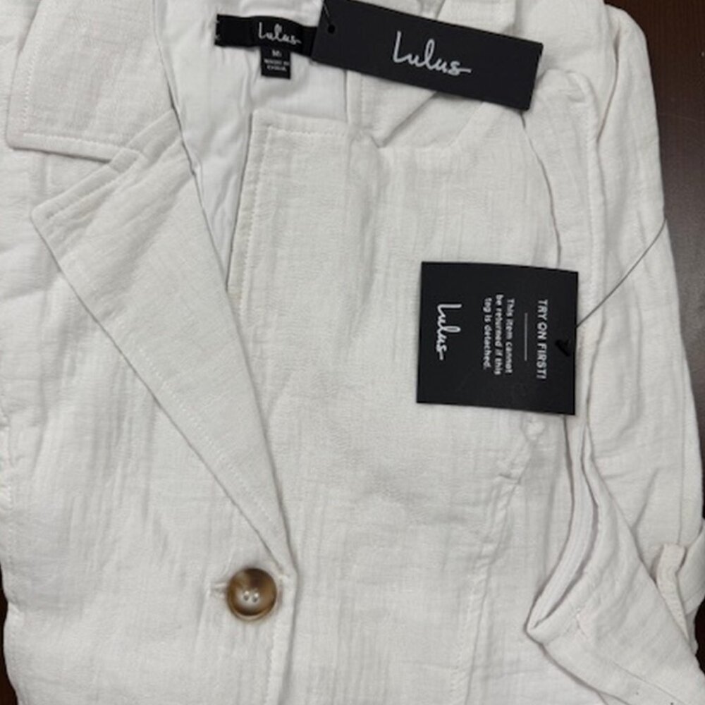 NWT Lulus You're in Luck White Sleeveless Button-Front Romper - Picture 11 of 14